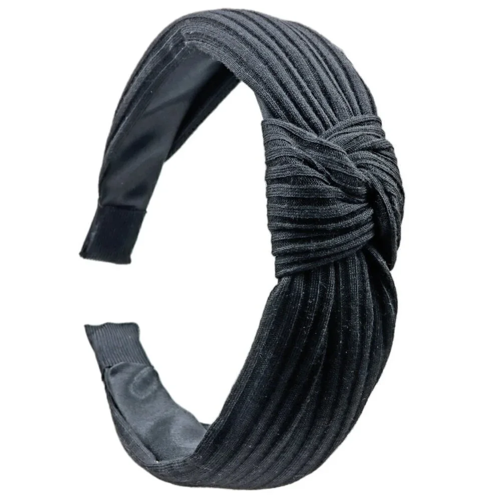 Grey Leaf Pattern Comfort Headband | Knotted Style